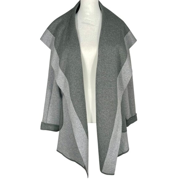Reversible Drape-Front Cardigan Coat Charcoal & Light Gray Knit NWOT Boutique XL - Picture 11 of 11